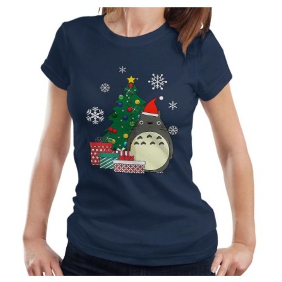 Anime Totoro Christmas Tree Studio Tee - Picture 1 of 9
